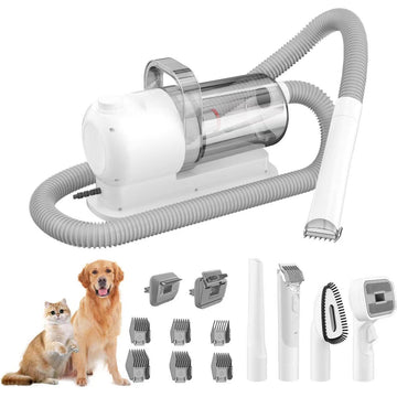 Pet Grooming Vacuum Kit with Clippers & Brush – 11-Piece Set for Dogs & Cats