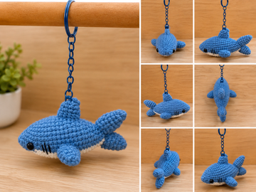 Handmade Crochet Shark Keychain — Cute Amigurumi Ocean Animal Bag Charm