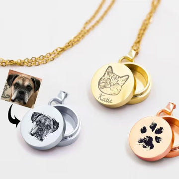 Custom Pet Portrait Locket Necklace – Personalized Memorial Keepsake