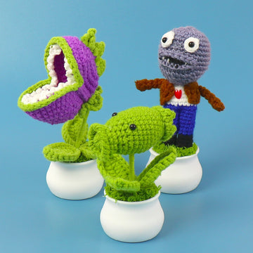 Finished Cross-Border Crochet Yarn Pea Knitting Shooter Small Potted Plant Desktop Decoration Car Ornament Gift Manufacturer Wholesale