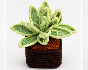 Handmade Crochet Succulent in Pot – Amigurumi Potted Plant Decor