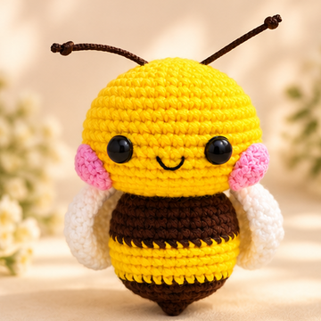Smiling Crochet Bee – Yellow Amigurumi Decor