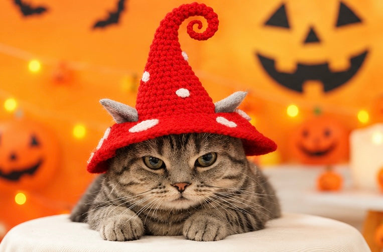 Handmade Crochet Halloween Pet Hat for Cats & Small Dogs