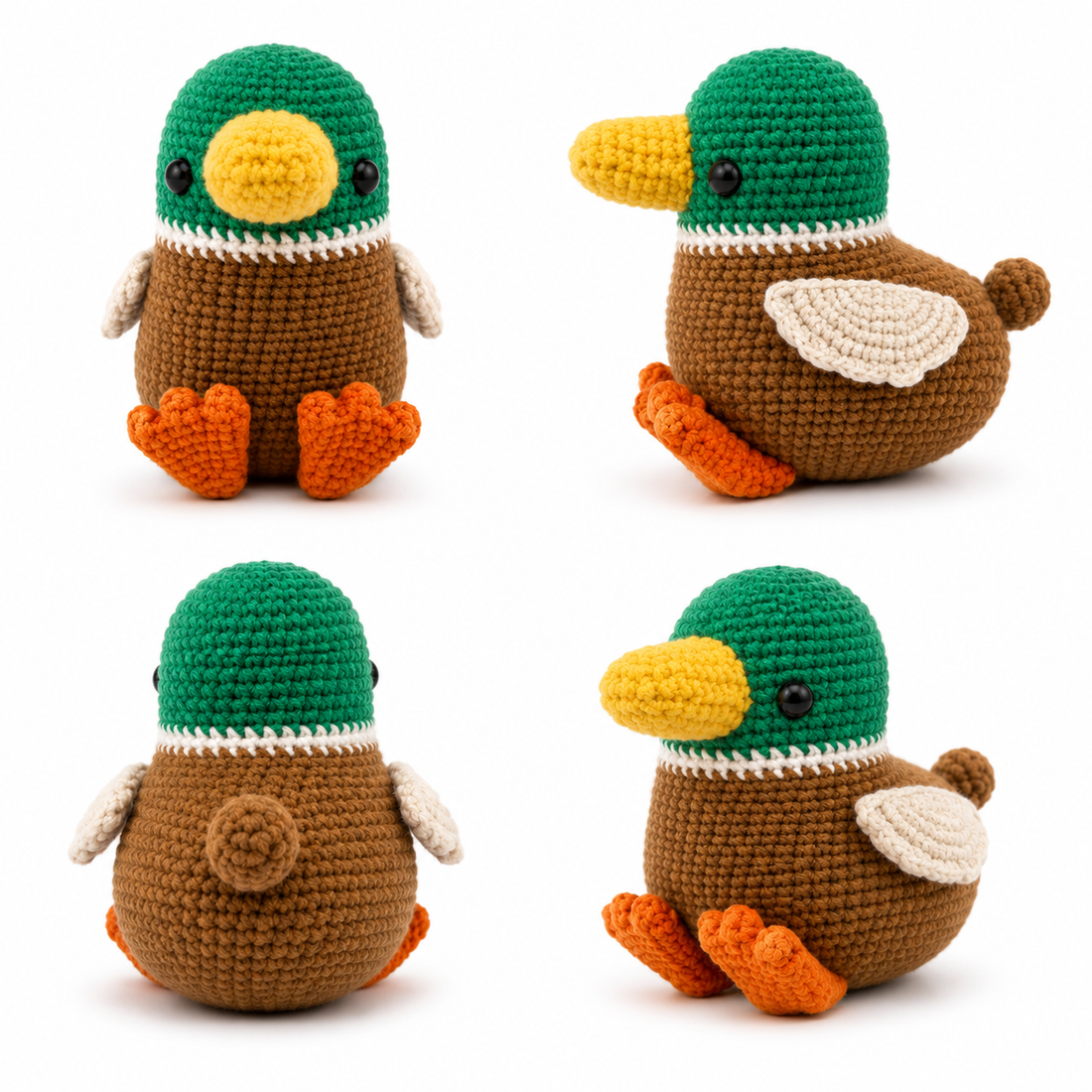Handmade Crochet Mallard Duck Plushie | Cute Amigurumi Duck Toy