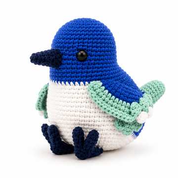 Handmade Crochet Bluebird Plushie – Amigurumi Bird Stuffed Animal