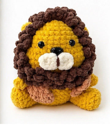 Handmade Crochet Lion Stuffed Animal Yellow Brown Small 6-14 in
